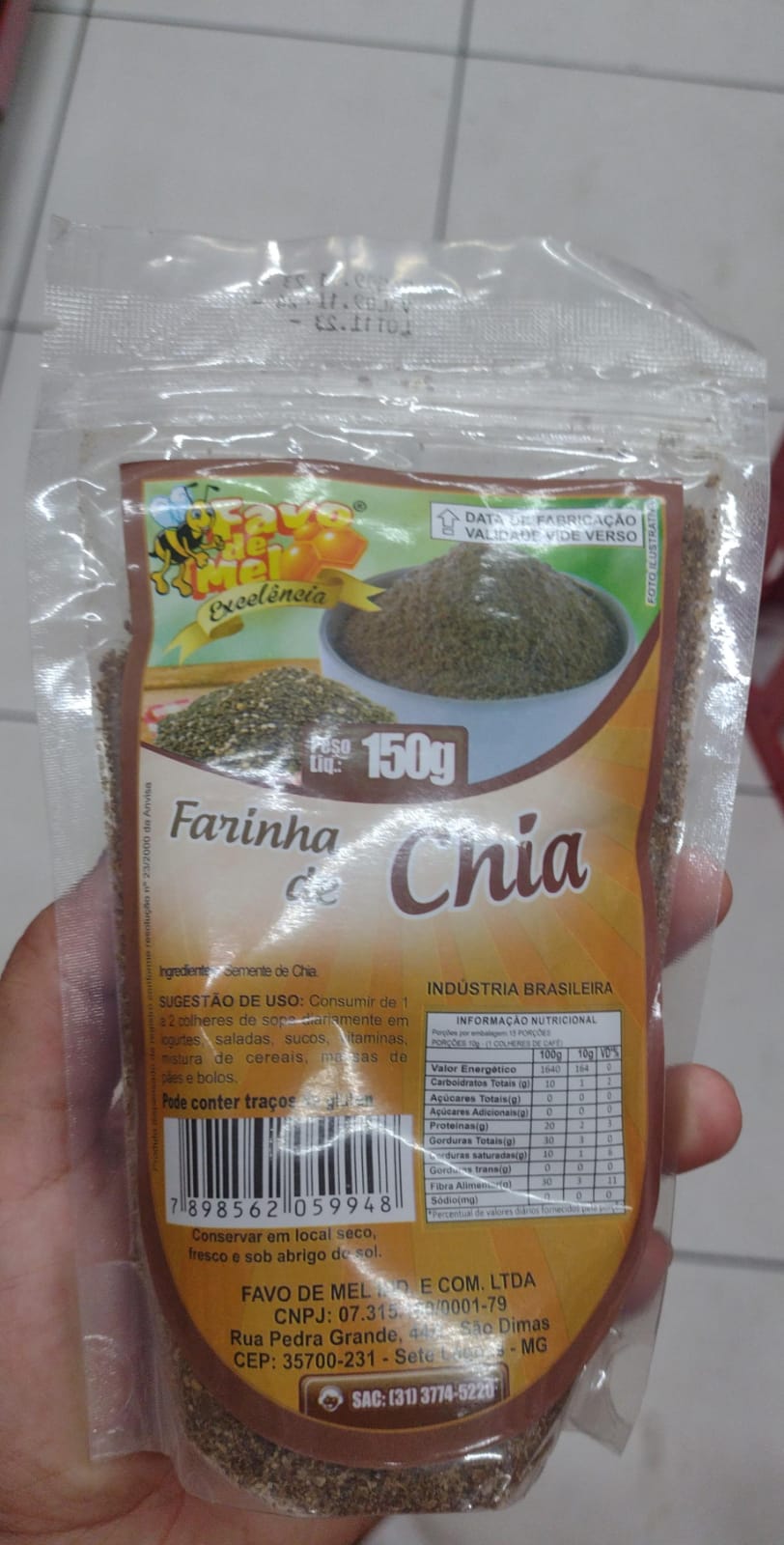 Farinha de chia 150 gr favo de mel