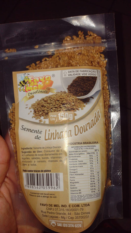 Semente de Linhaça dourada 150 gr  favo de mel