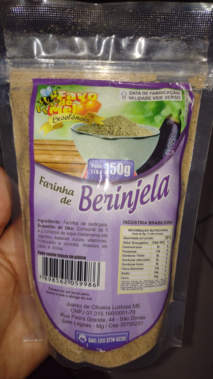 Farinha de berinjela 150gr favo de mel