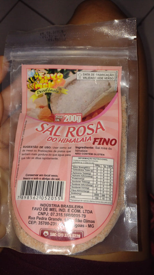 Sal Rosa do Himalaia fino favo de mel 200 gr