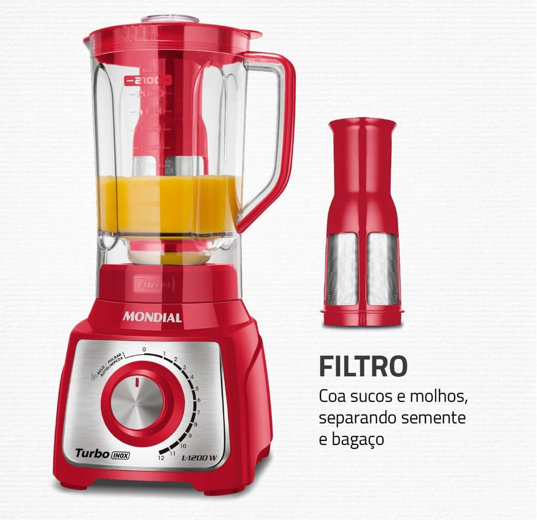 Liquidificador Mondial turbo power vermelho